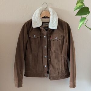 Levi's Brown Suede Sherpa Aviator Style Jacket